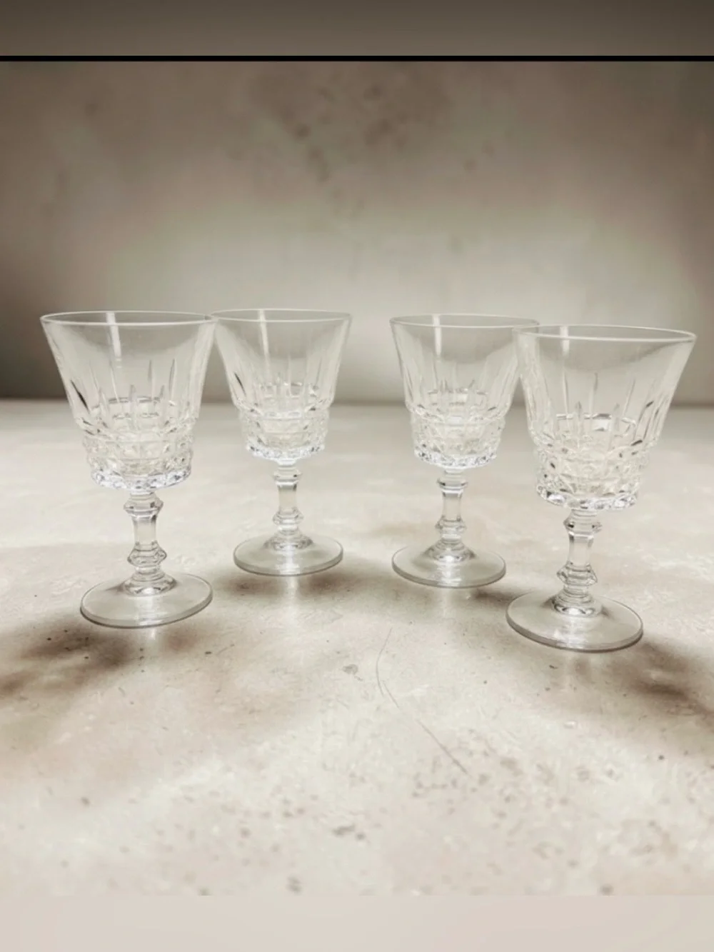 CRISTAL D'ARQUES 4 Crystal Wine Glass Tuilleries Villandry Durand VTG 5.25x3